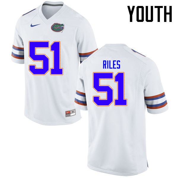 Florida Gators Youth #51 Antonio Riles College Football Jerseys White